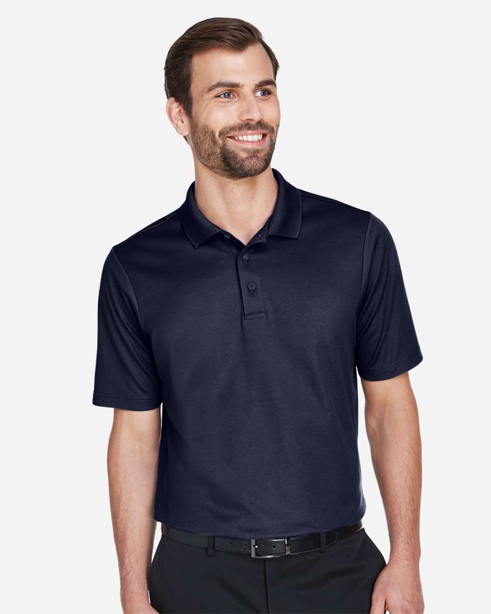 Devon & Jones DG20 Men's CrownLux Performance® Plaited Polo in Navy