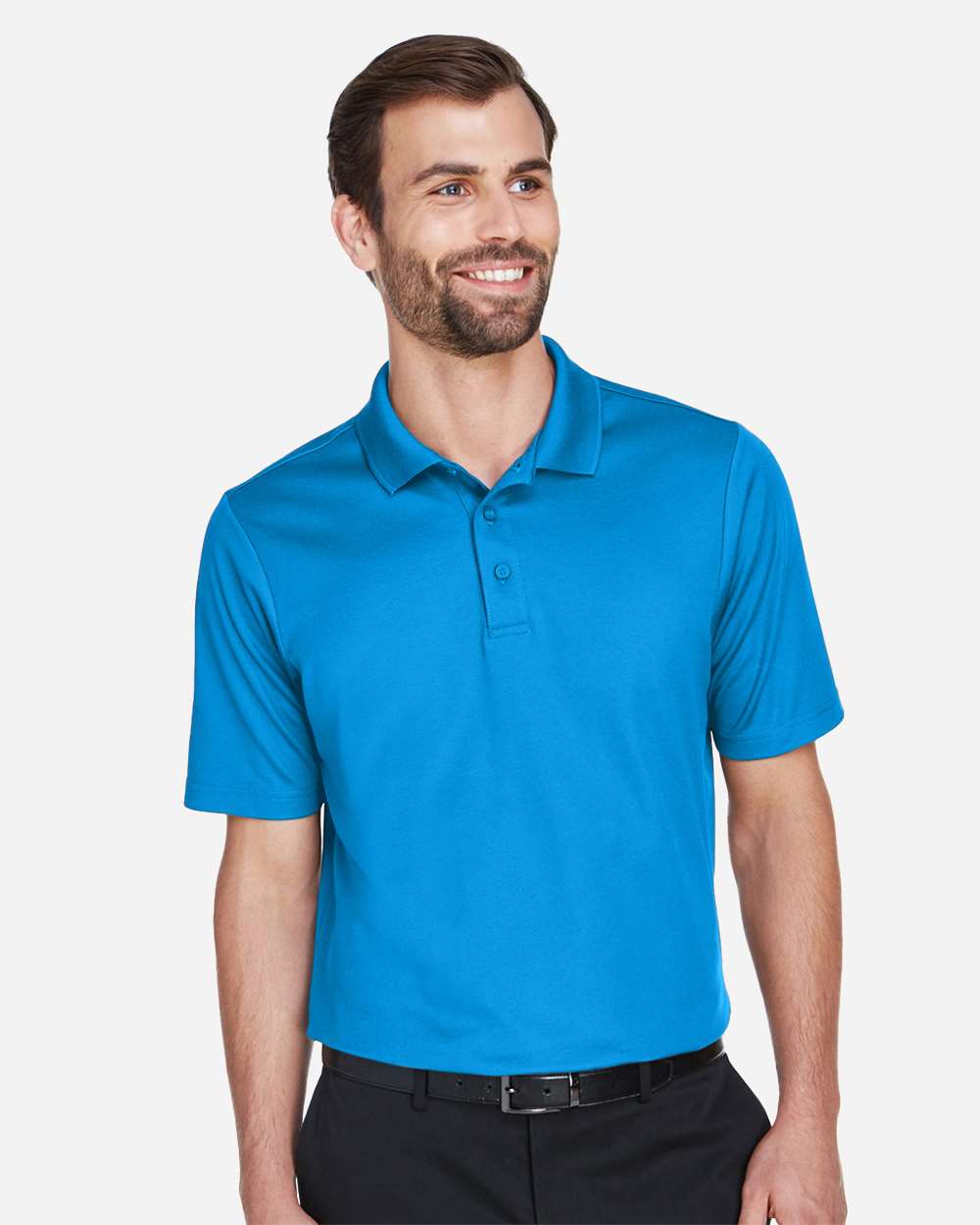 Devon & Jones DG20 Men's CrownLux Performance® Plaited Polo in Ocean Blue