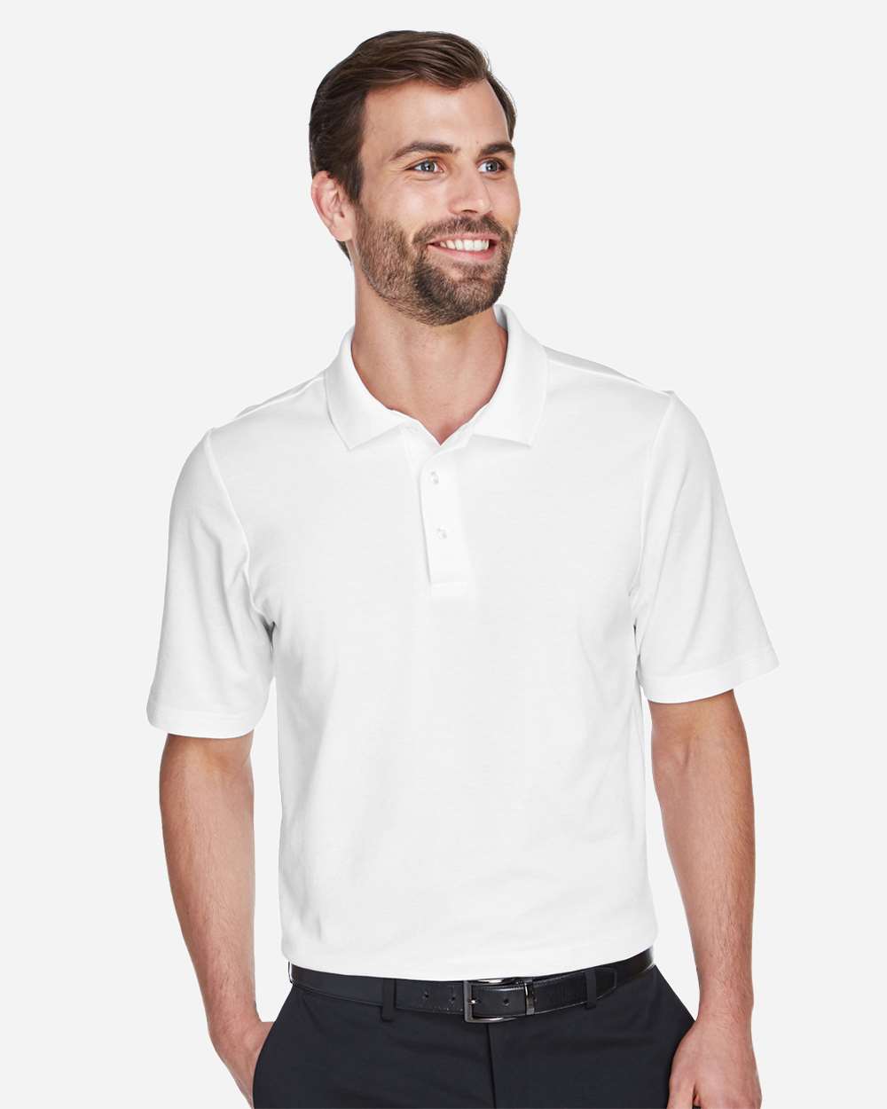 Devon & Jones DG20 Men's CrownLux Performance® Plaited Polo in White